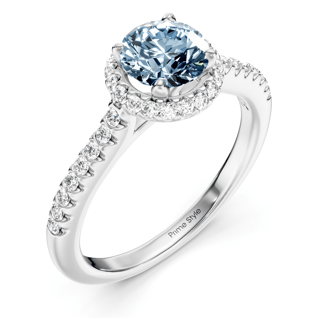 1.30 - 4.30 CT Round Cut Fancy Blue Diamonds - Engagement Ring - Primestyle.com