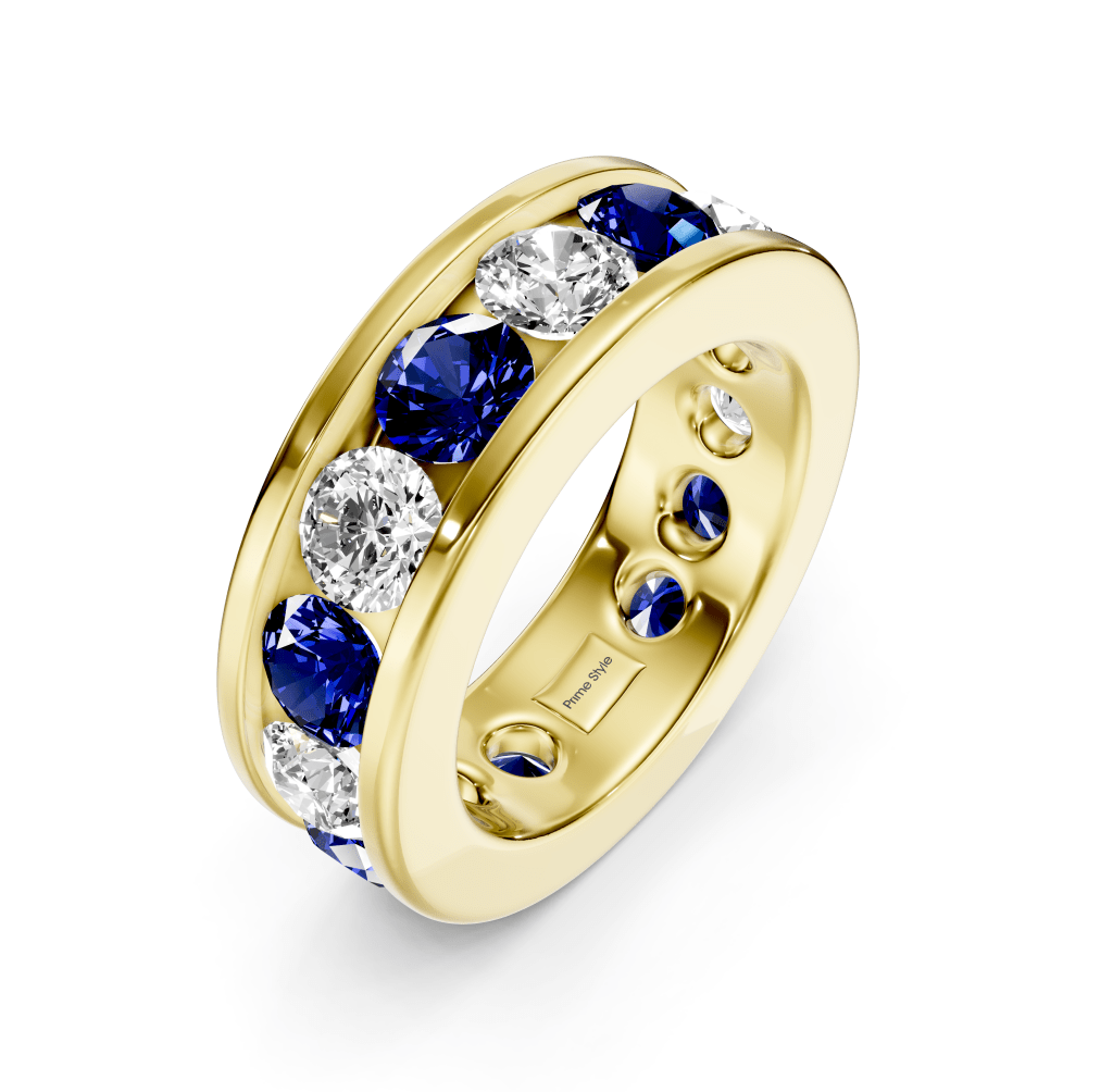 2.00 - 6.00 CT Round Cut Blue Sapphires and Diamonds - Eternity Rings - Primestyle.com