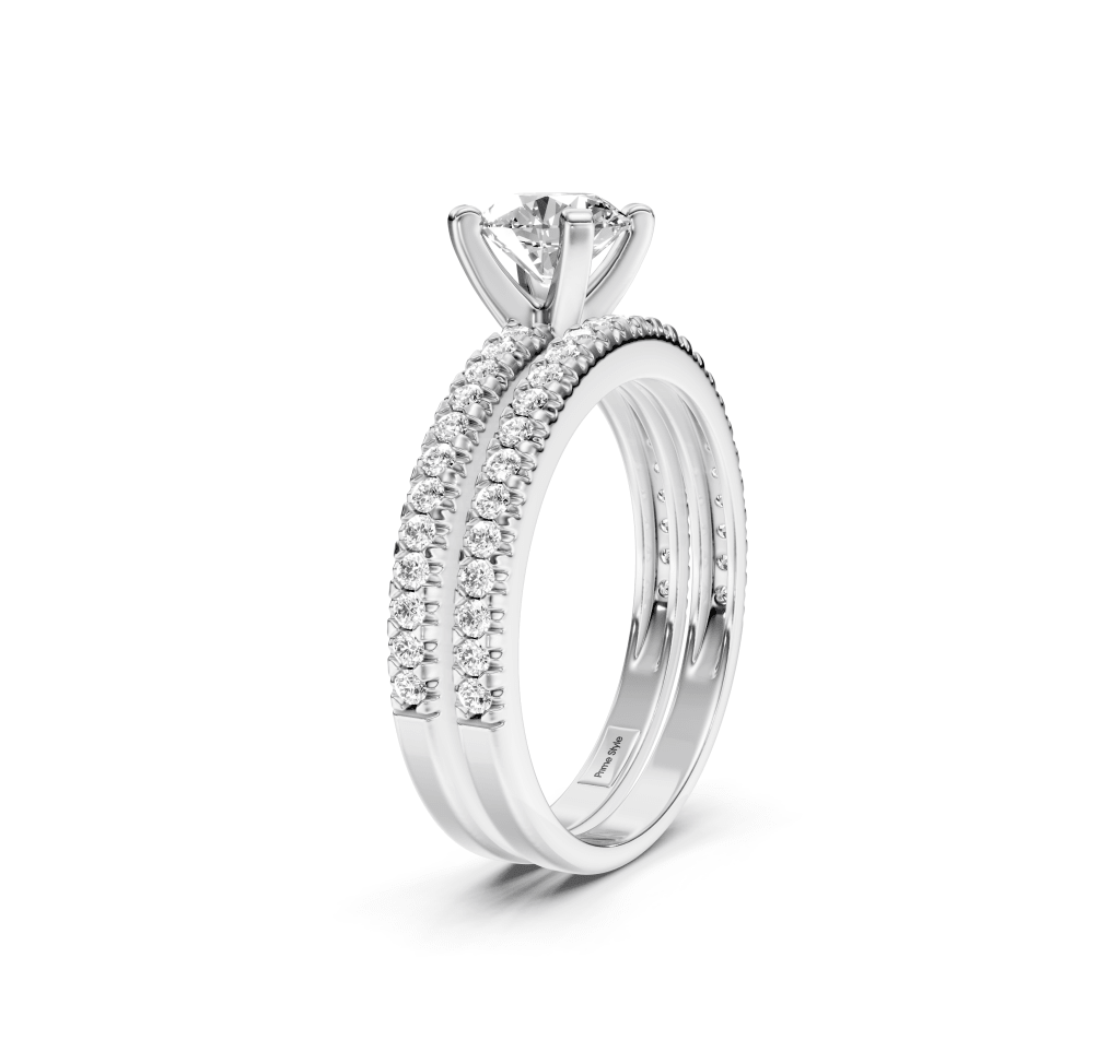 0.95 - 6.45 CT Round Cut Lab Grown Diamonds - Bridal Set - Primestyle.com