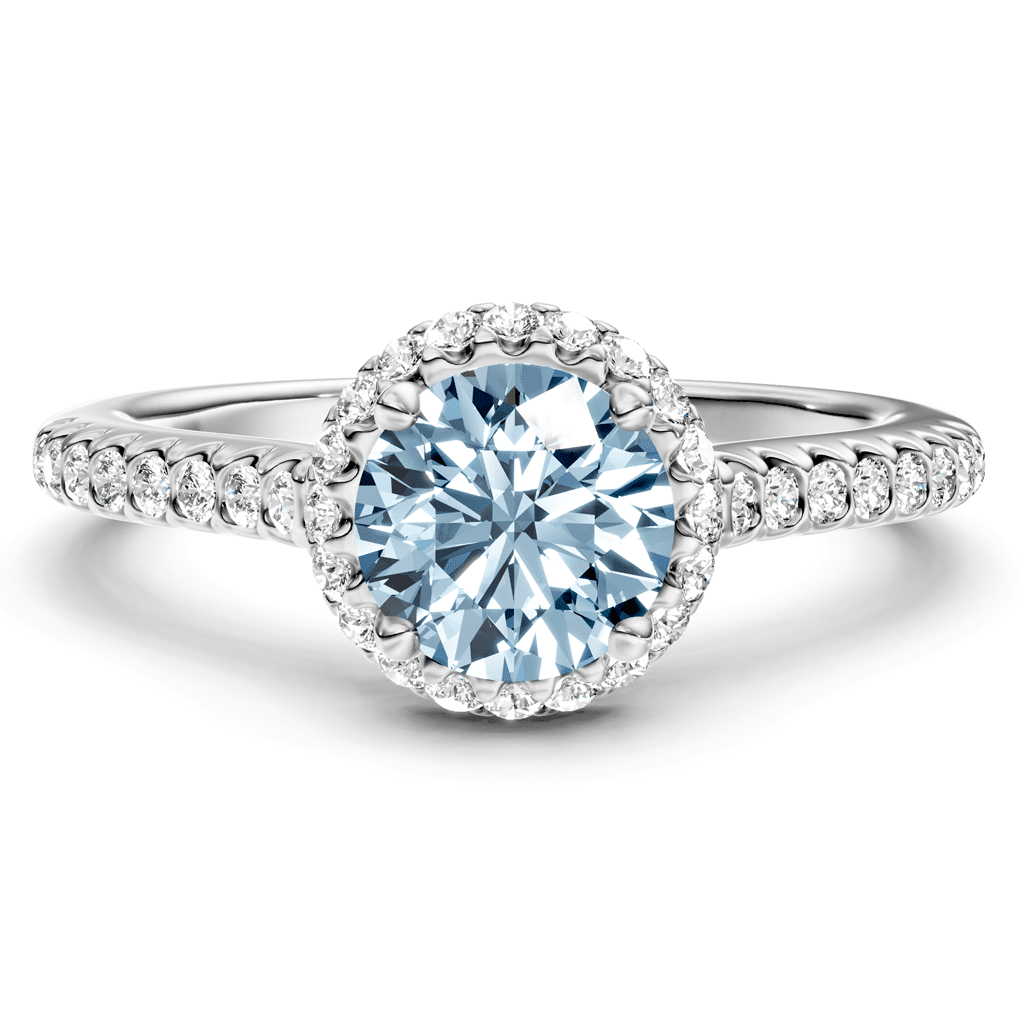 1.30-4.30 CT Round Cut Fancy Blue Diamonds - Engagement Ring