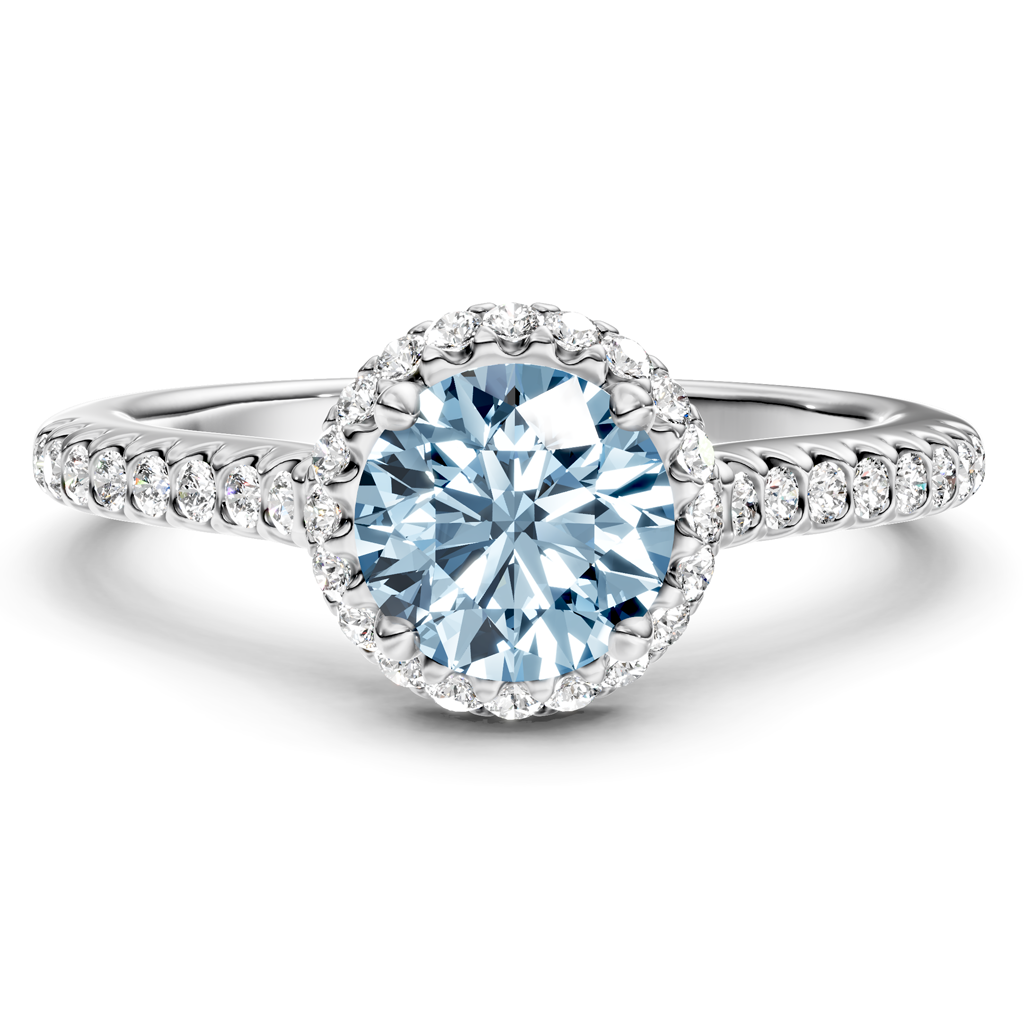 1.30-4.30 CT Round Cut Fancy Blue Diamonds - Engagement Ring