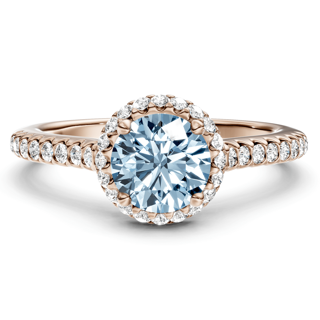 1.30-4.30 CT Round Cut Fancy Blue Diamonds - Engagement Ring