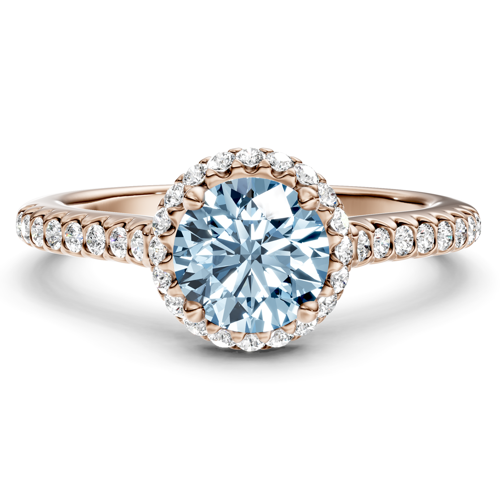 1.30-4.30 CT Round Cut Fancy Blue Diamonds - Engagement Ring