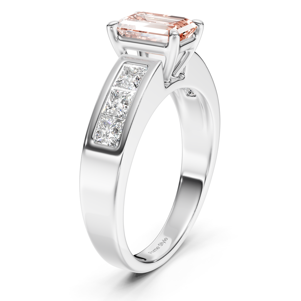 1.80-4.80 CT Emerald & Princess Cut Fancy Pink Diamonds - Engagement Ring