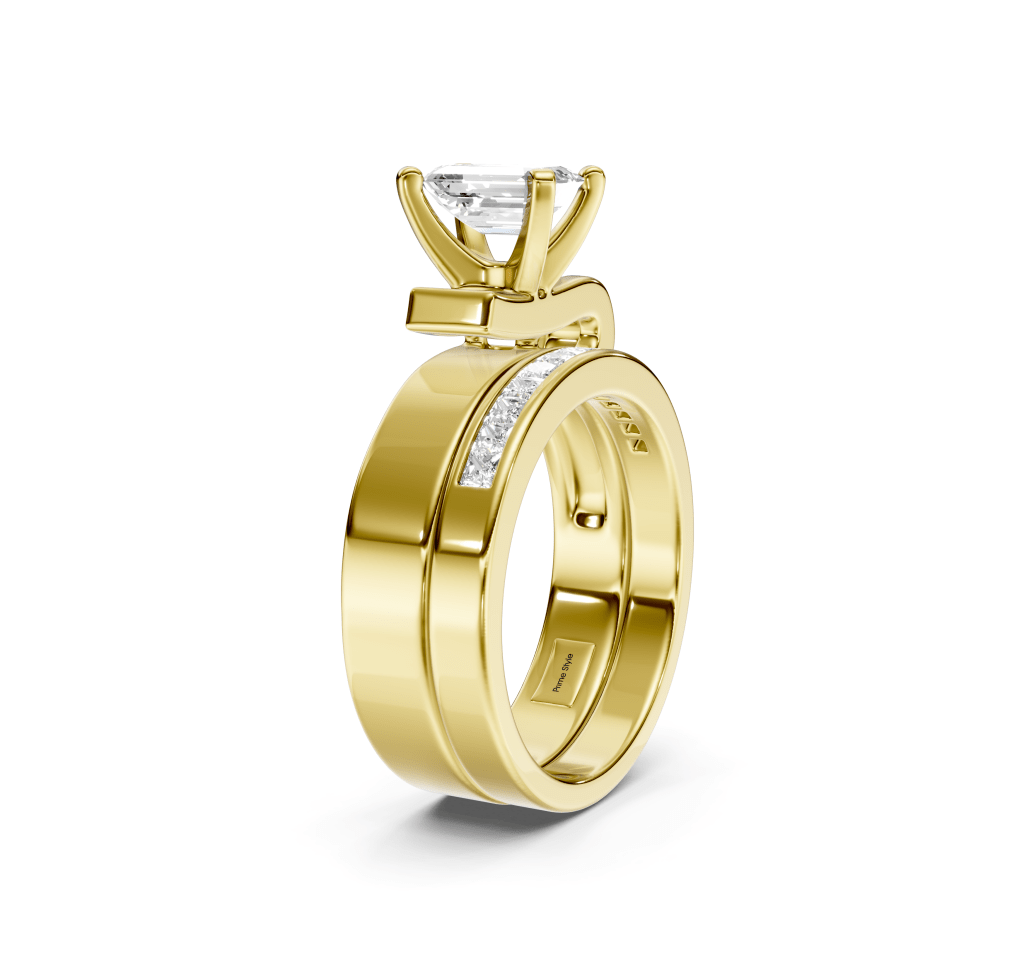 0.80-1.95 CT Emerald & Princess Cut Natural Diamonds - Bridal Set - Primestyle.com