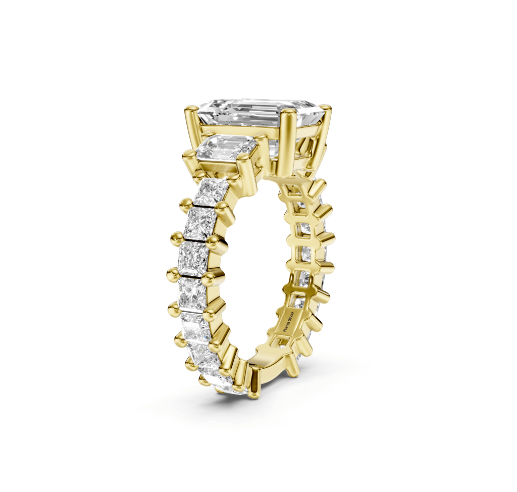 3.20 - 8.70 CT Emerald & Princess Cut Diamonds - Engagement Ring - Primestyle.com