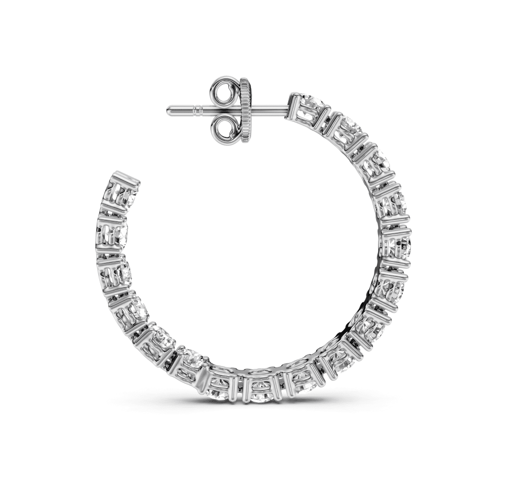 3.25 CT Round Cut Natural Diamonds - Hoop And Drop And Earrings