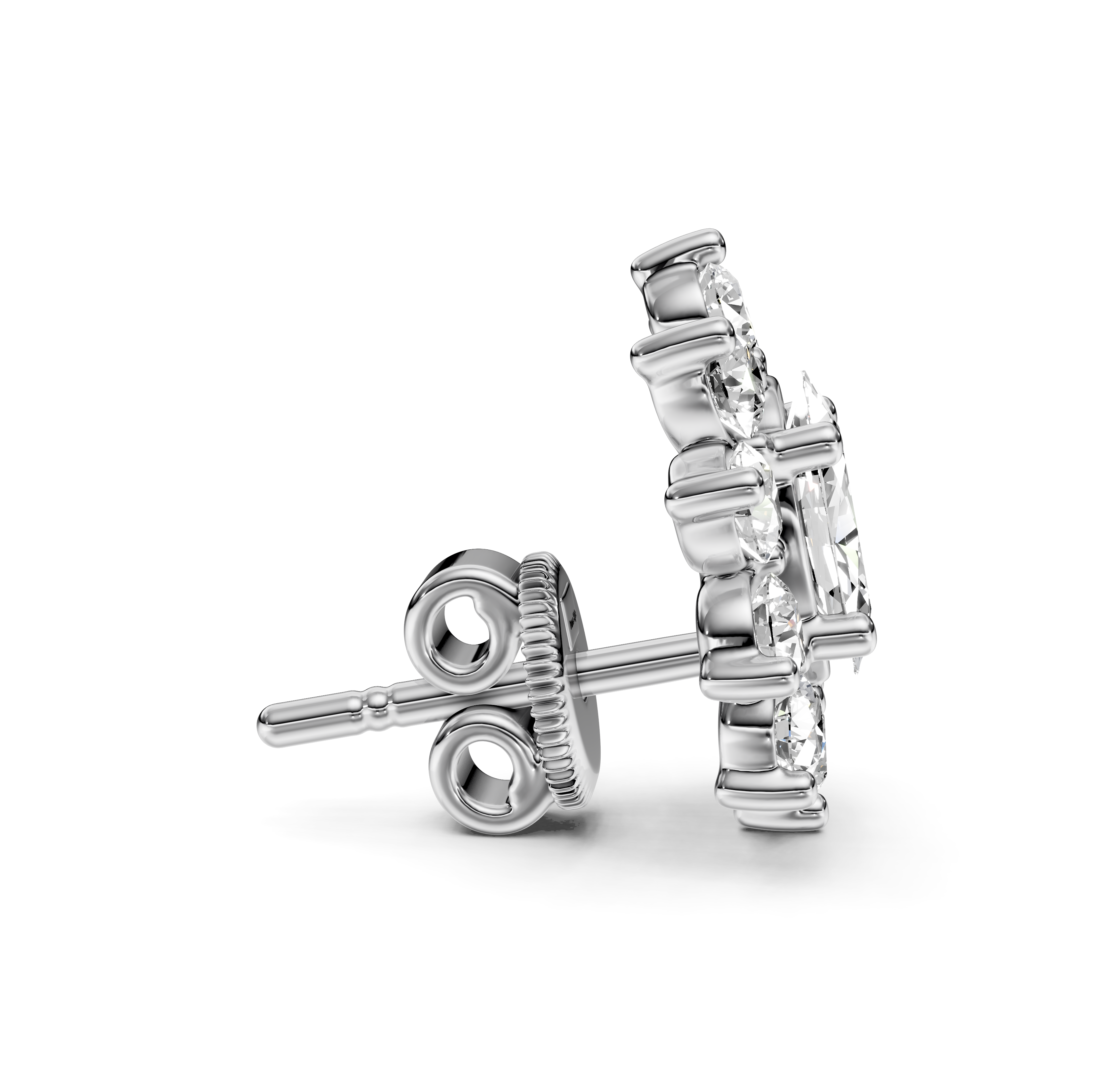 2.10 CT Oval & Round Cut Diamonds - Stud Earrings