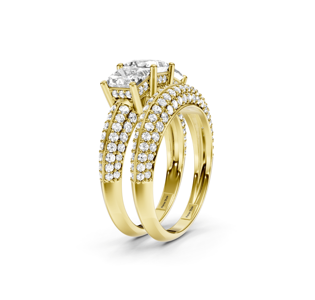 2.20 - 7.70 CT Princess & Round Cut Lab Grown Diamonds - Bridal Set - Primestyle.com