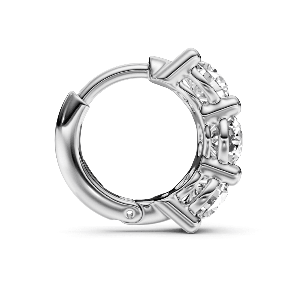 1.30 CT Round Cut Natural Diamonds - Hoop And Drop And Earrings
