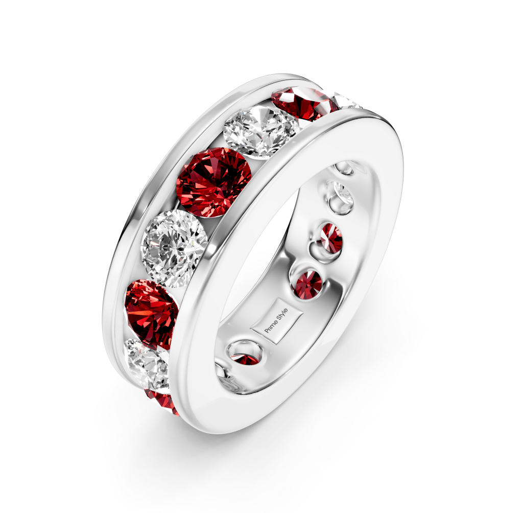 2.00 - 6.00 CT Round Cut Rubies and Diamonds - Eternity Rings - Primestyle.com