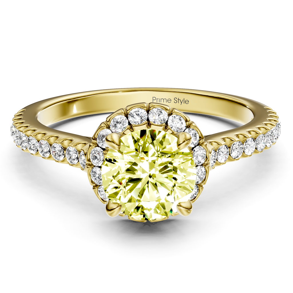 1.35-4.35 CT Round Cut Fancy Yellow Diamonds - Engagement Ring