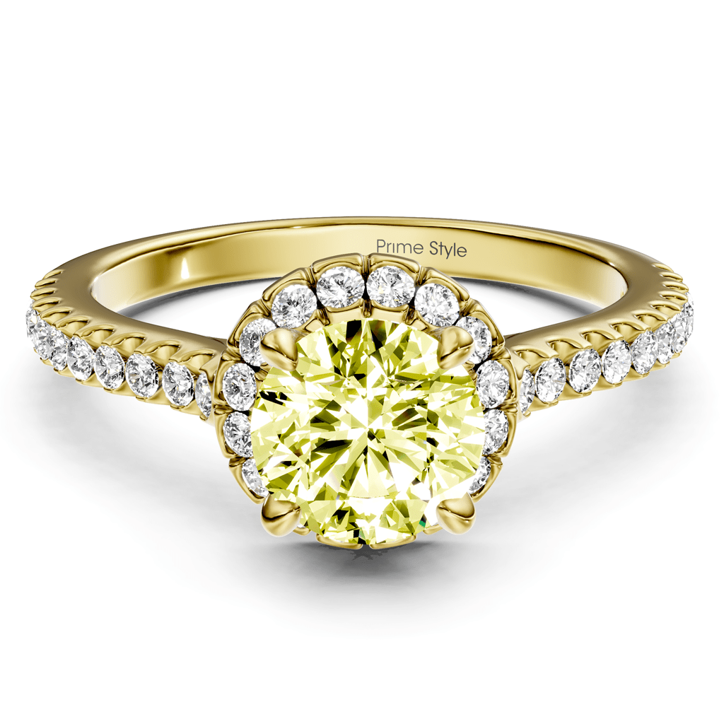 1.35 - 4.35 CT Round Cut Fancy Yellow Diamonds - Engagement Ring - Primestyle.com