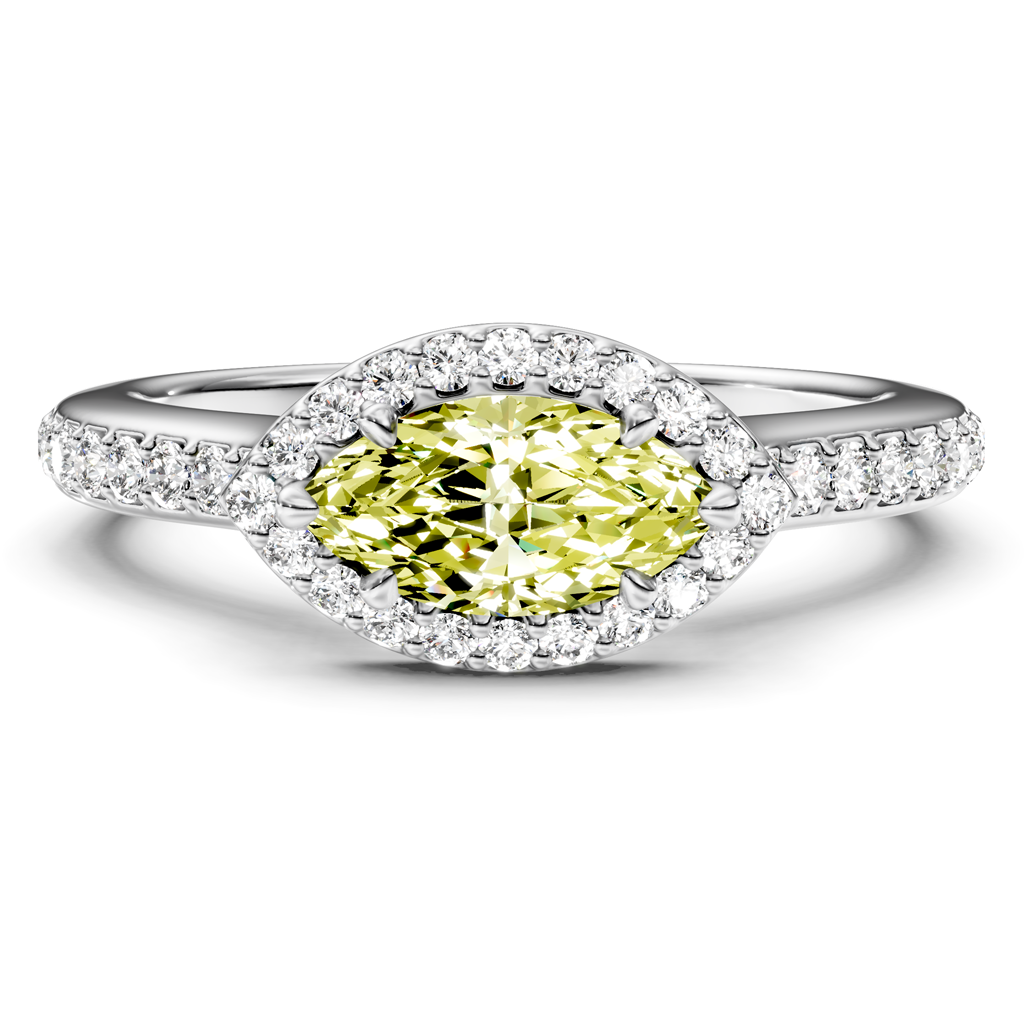 1.30-4.30 CT Marquise & Round Cut Fancy Yellow Diamonds - Engagement Ring