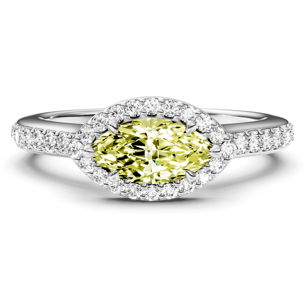 1.30-4.30 CT Marquise & Round Cut Fancy Yellow Diamonds - Engagement Ring