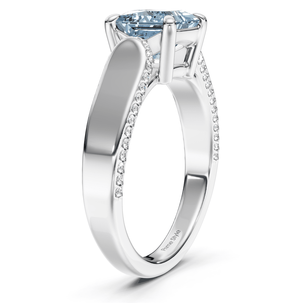 1.65 - 4.65 CT Round Cut Fancy Blue Diamonds - Engagement Ring - Primestyle.com