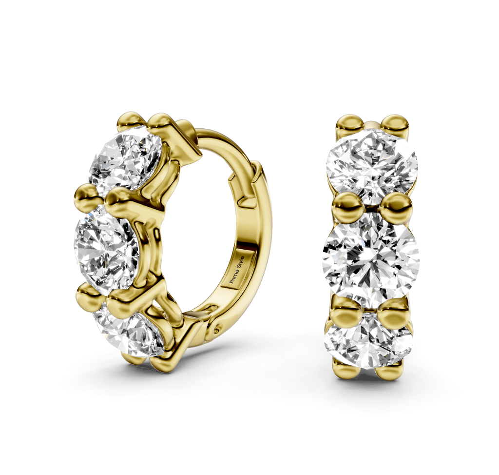 1.30 CT Round Cut Natural Diamonds - Hoop And Drop And Earrings - Primestyle.com