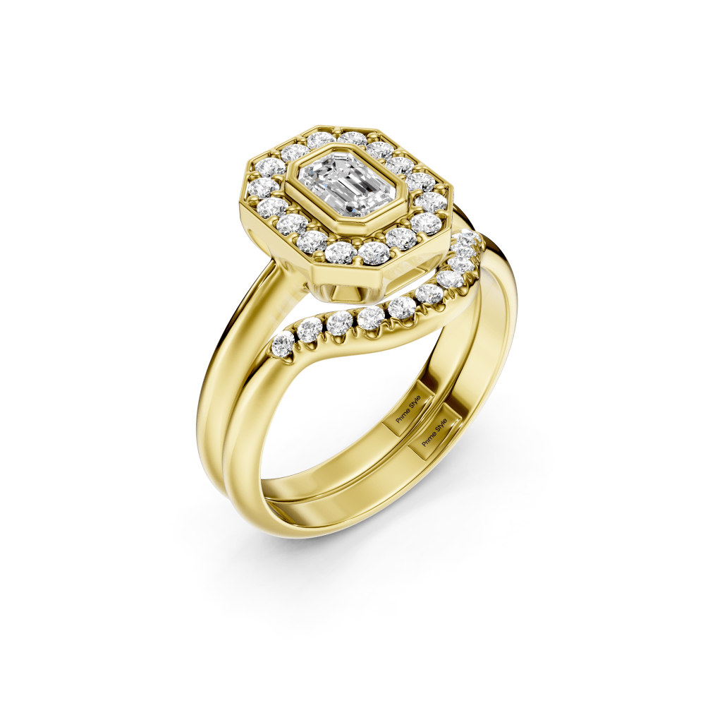 1.00-6.50 CT Emerald & Round Cut Lab Grown Diamonds - Bridal Set - Primestyle.com