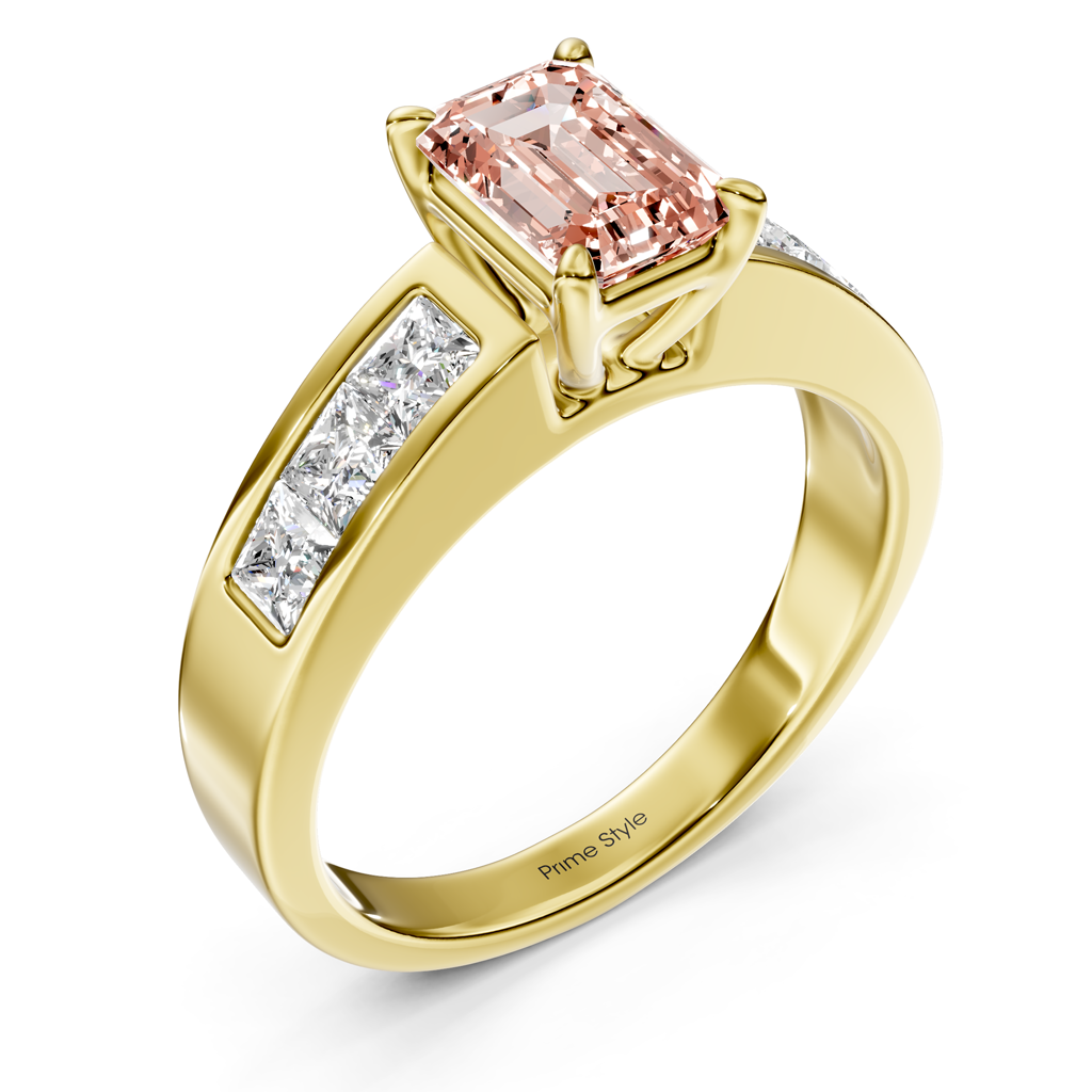 1.80-4.80 CT Emerald & Princess Cut Fancy Pink Diamonds - Engagement Ring