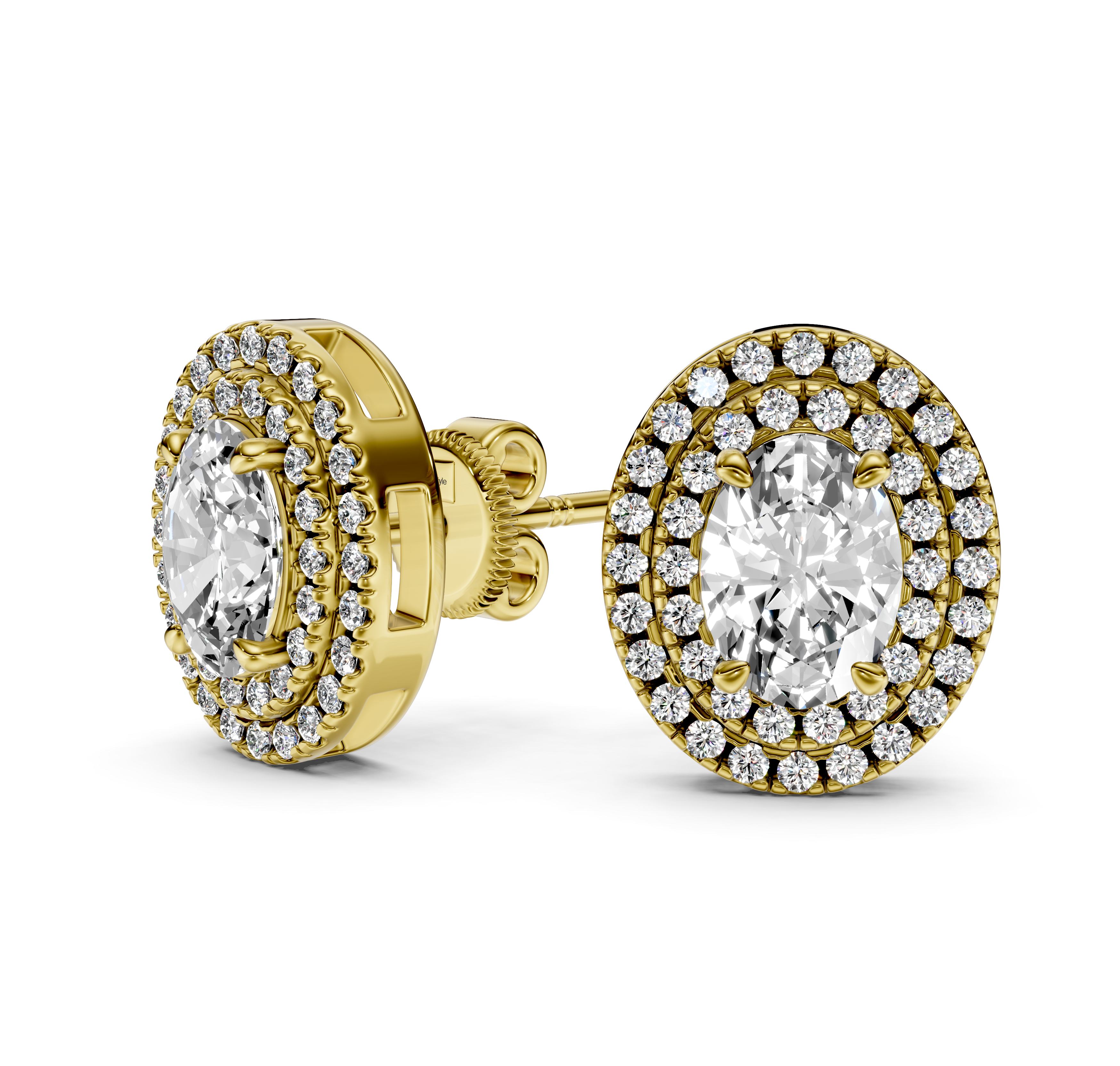 2.00 CT Oval & Round Cut Natural Diamonds - Stud Earrings