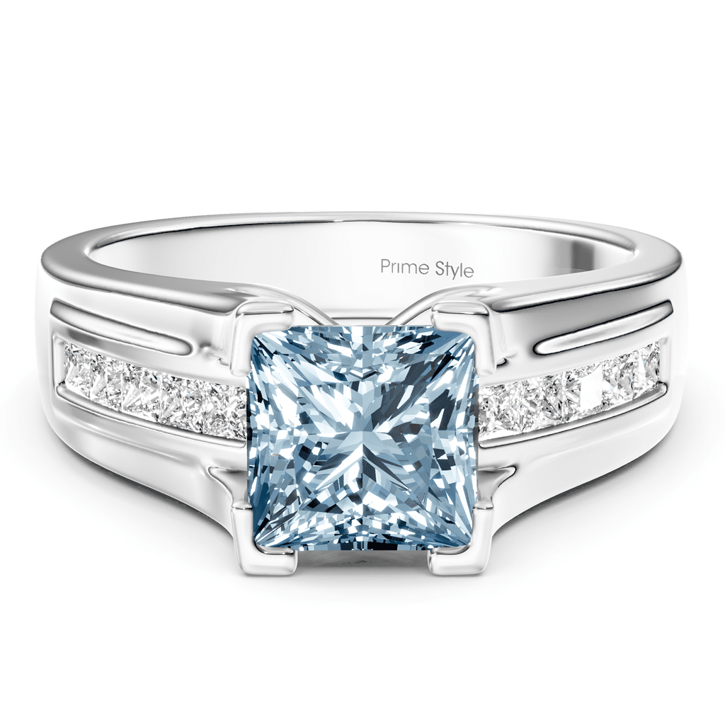 1.35 - 4.35 CT Princess Cut Fancy Blue Diamonds - Engagement Ring - Primestyle.com