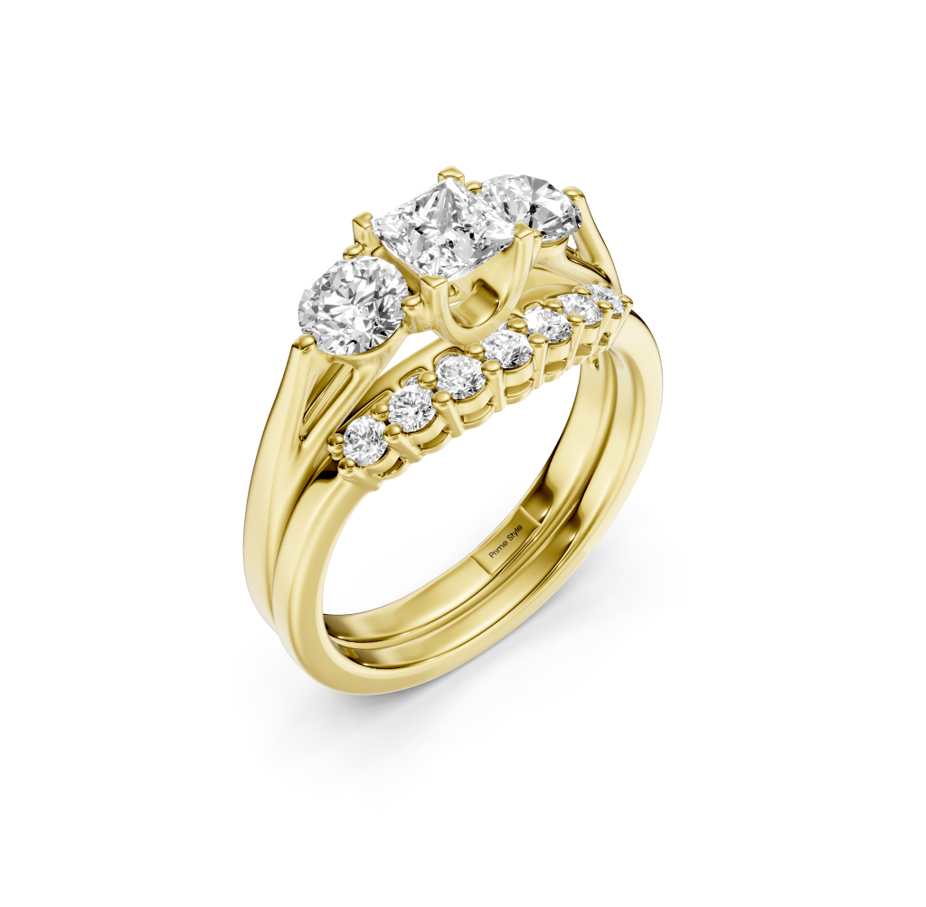 1.30-6.80 CT Princess & Round Cut Lab Grown Diamonds - Bridal Set - Primestyle.com