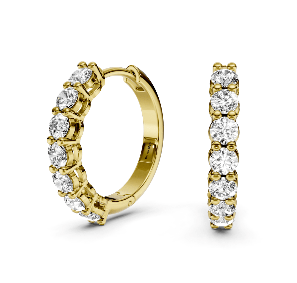 1.20 CT Round Cut Natural Diamonds - Hoop And Drop And Earrings - Primestyle.com