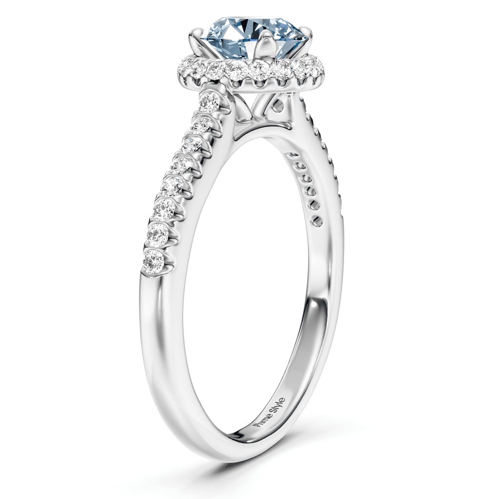 1.30-4.30 CT Round Cut Fancy Blue Diamonds - Engagement Ring