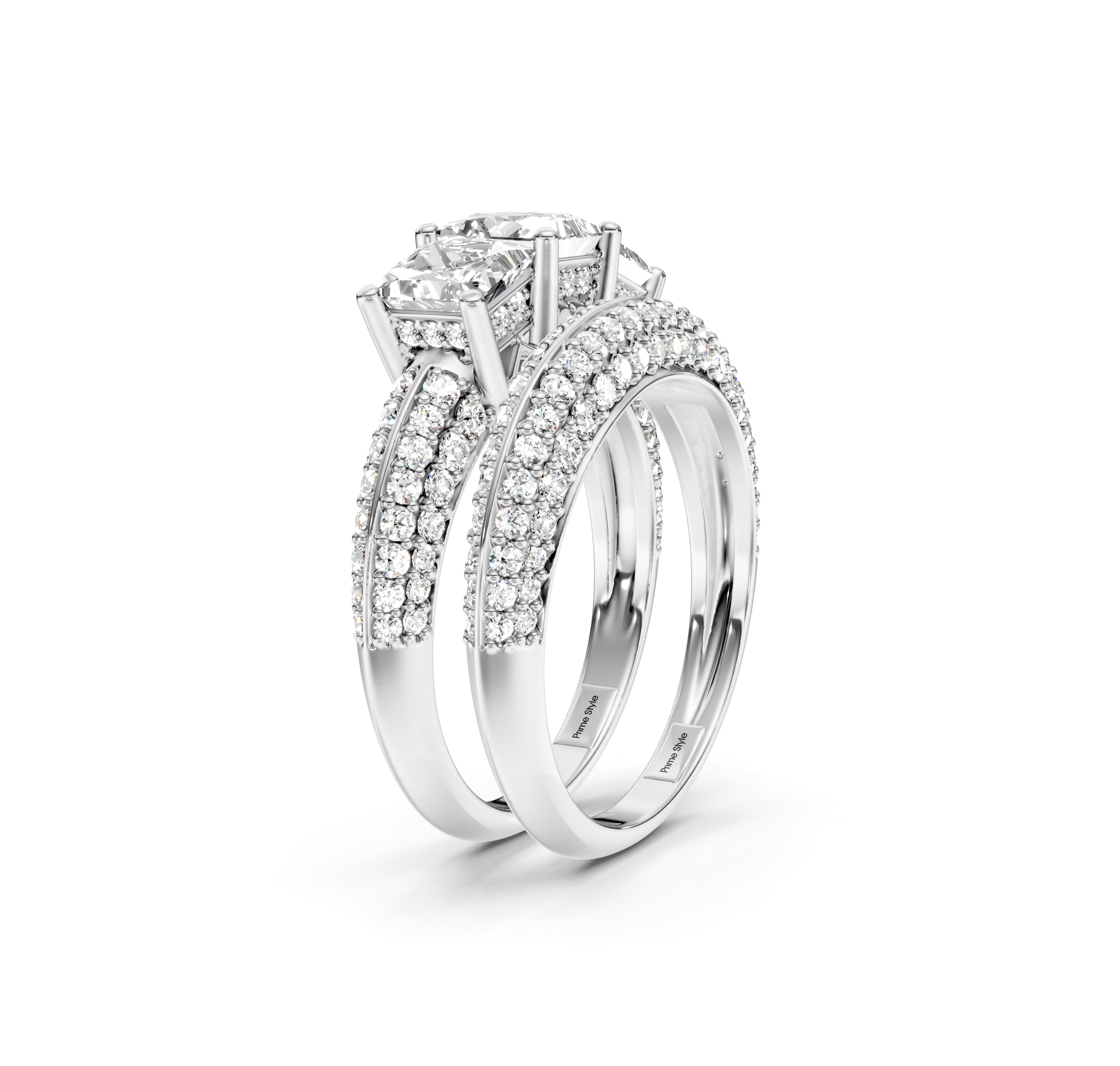 2.05-3.20 CT Princess & Round Cut Natural Diamonds - Bridal Set