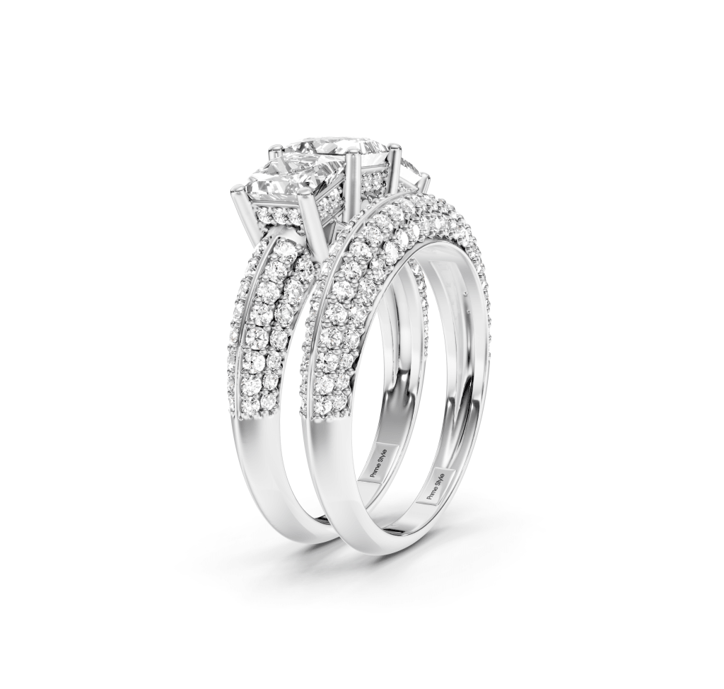 2.20-7.70 CT Princess & Round Cut Lab Grown Diamonds - Bridal Set
