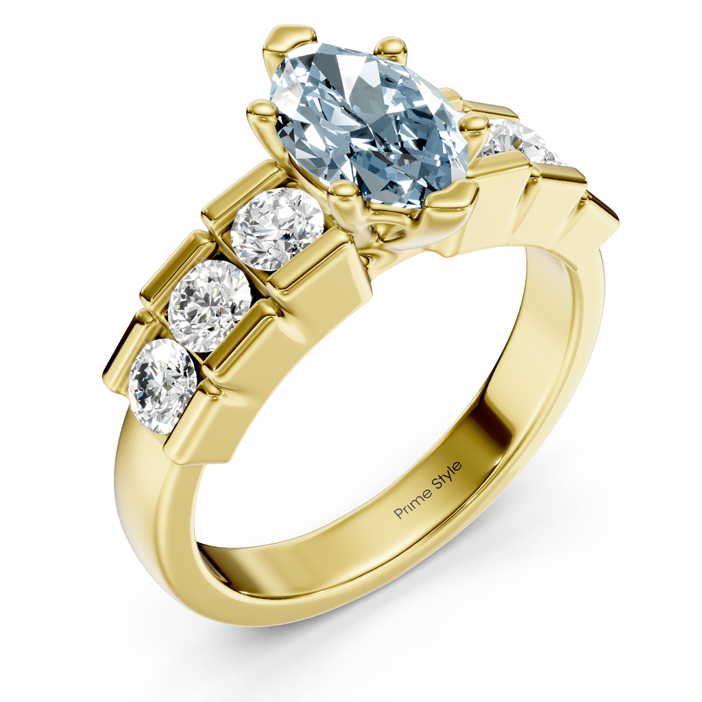 1.85 - 4.85 CT Marquise & Round Cut Fancy Blue Diamonds - Engagement Ring - Primestyle.com