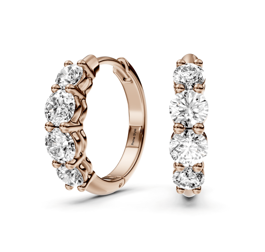 1.60 CT Round Cut Natural Diamonds - Hoop And Drop And Earrings - Primestyle.com