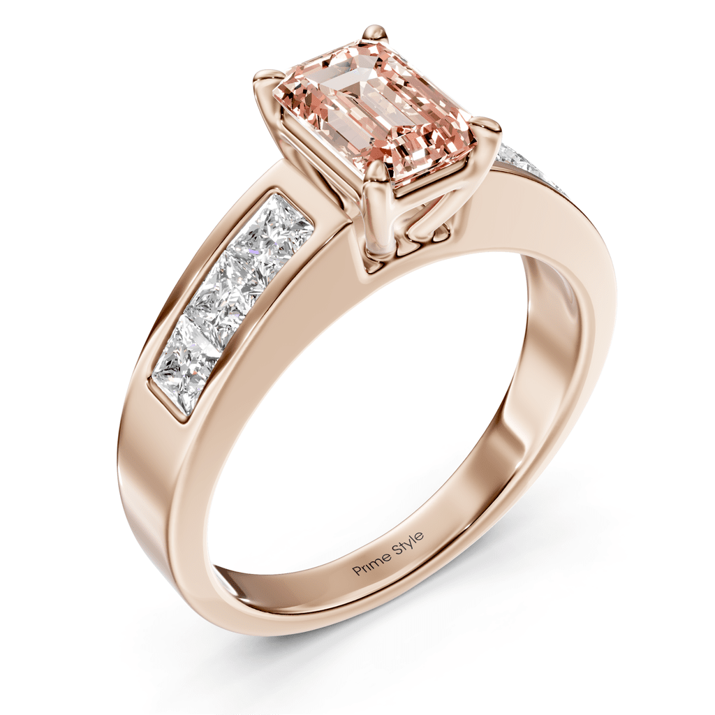 1.80 - 4.80 CT Emerald & Princess Cut Fancy Pink Diamonds - Engagement Ring - Primestyle.com