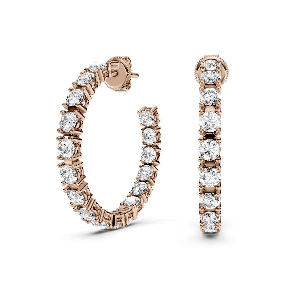 3.25 CT Round Cut Natural Diamonds - Hoop And Drop And Earrings - Primestyle.com
