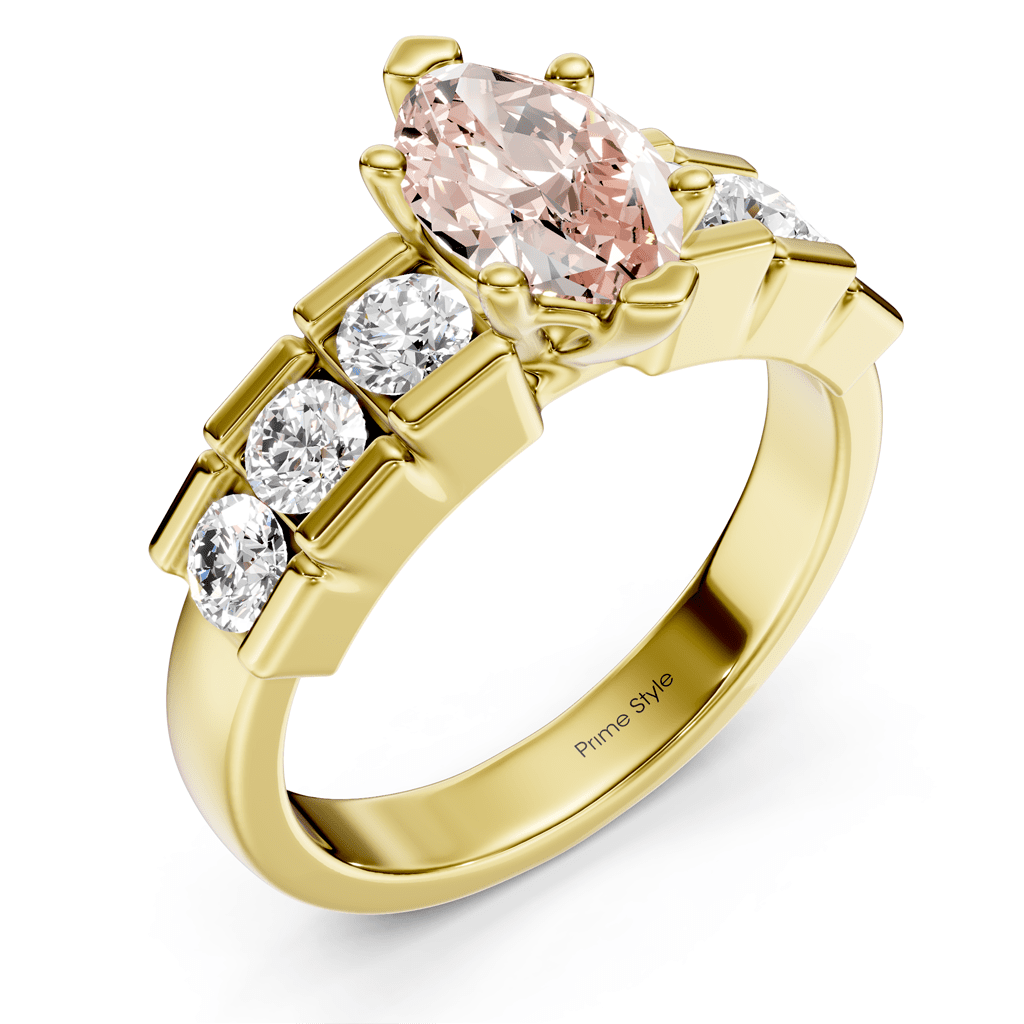 1.85 - 4.85 CT Marquise & Round Cut Fancy Pink Diamonds - Engagement Ring - Primestyle.com