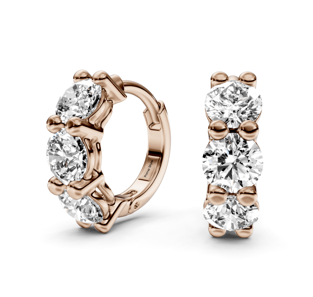 1.30 CT Round Cut Natural Diamonds - Hoop And Drop And Earrings - Primestyle.com