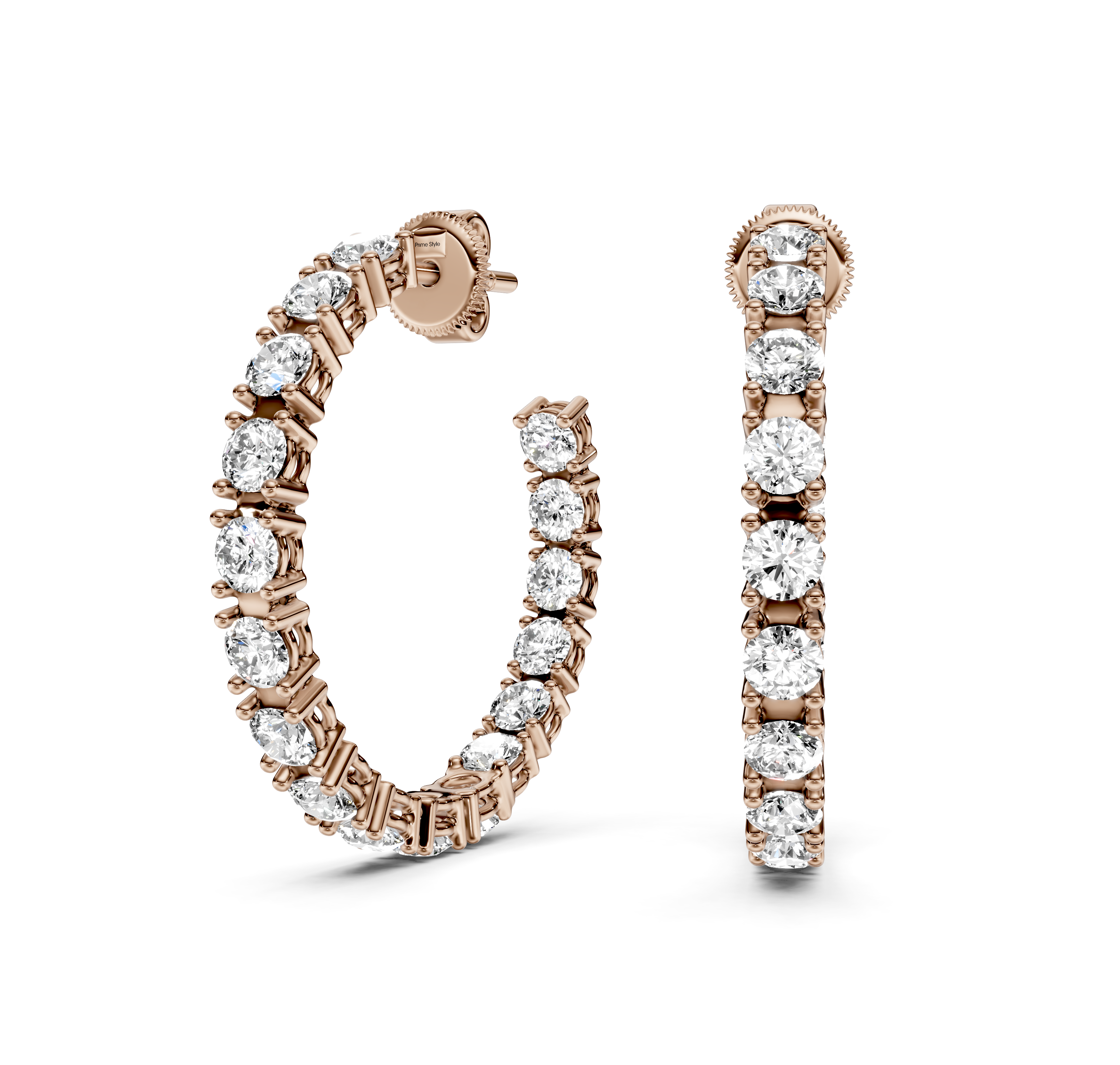 3.25 CT Round Cut Diamonds - Hoop And Drop And Earrings