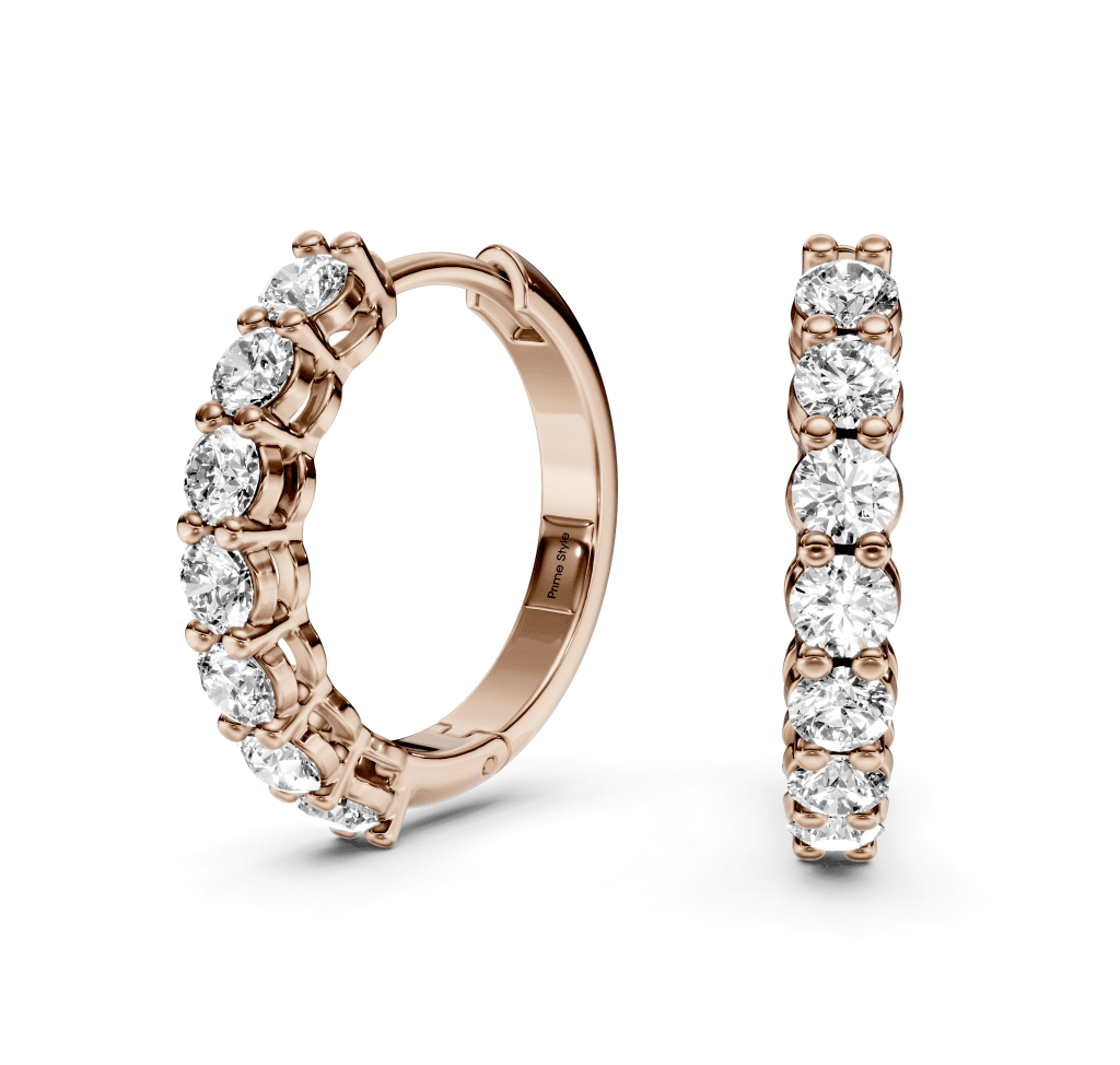 1.20 CT Round Cut Natural Diamonds - Hoop And Drop And Earrings - Primestyle.com
