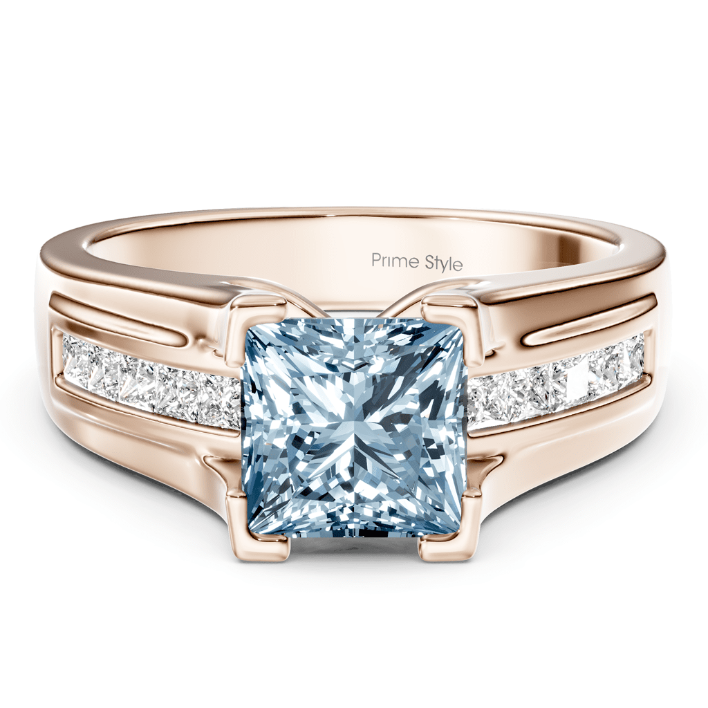 1.35 - 4.35 CT Princess Cut Fancy Blue Diamonds - Engagement Ring - Primestyle.com