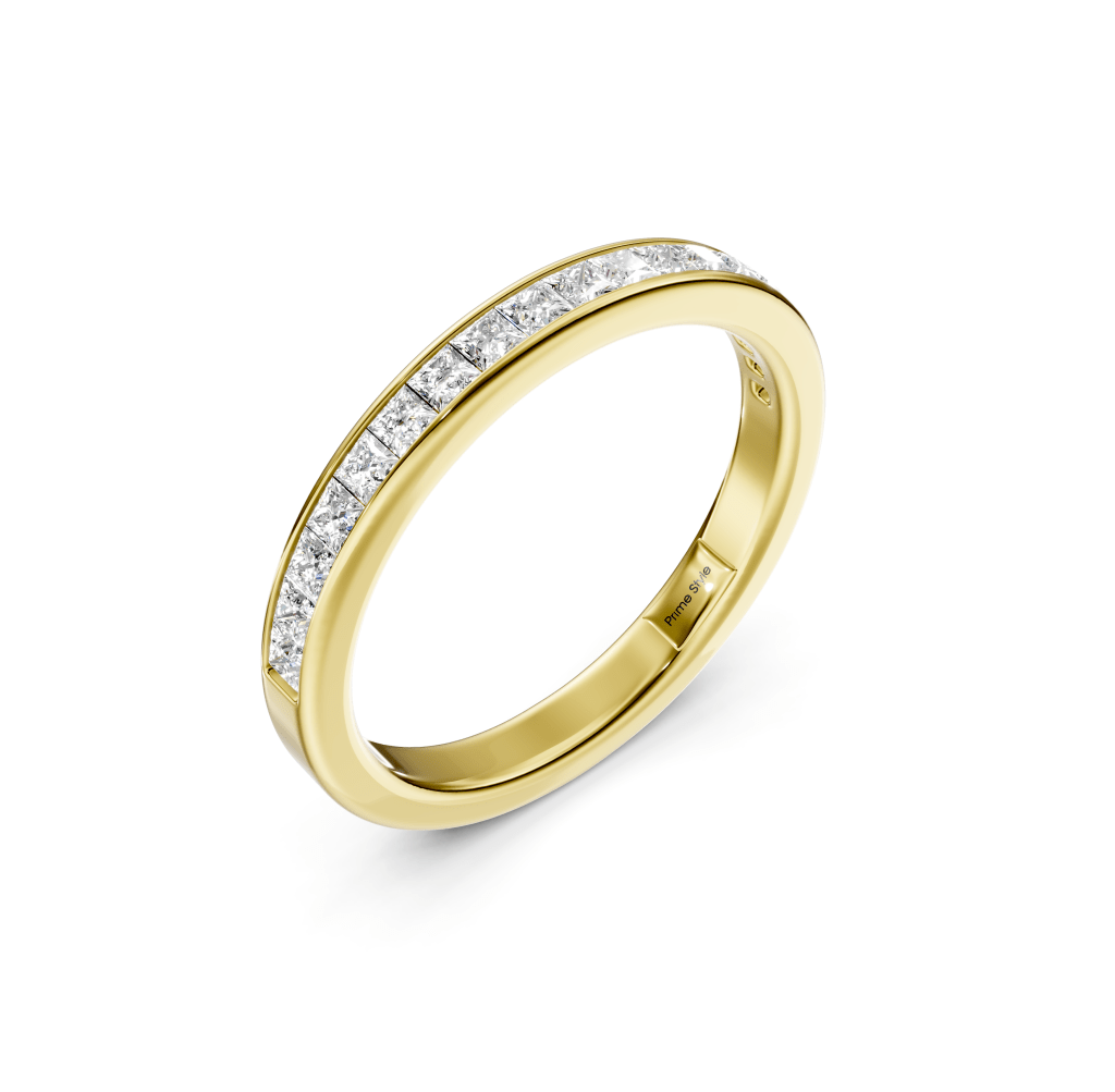 0.90 CT Princess Cut Lab Grown Diamonds - Wedding Band - Primestyle.com