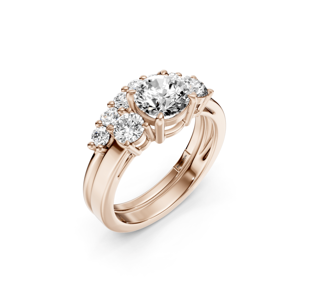 1.30-6.80 CT Round Cut Lab Grown Diamonds - Bridal Set