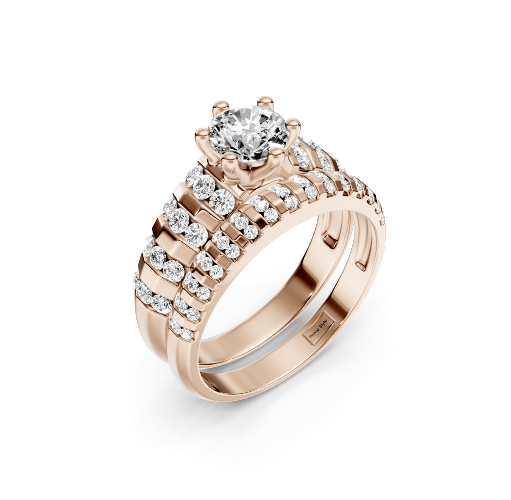 1.35-2.50 CT Round Cut Natural Diamonds - Bridal Set - Primestyle.com