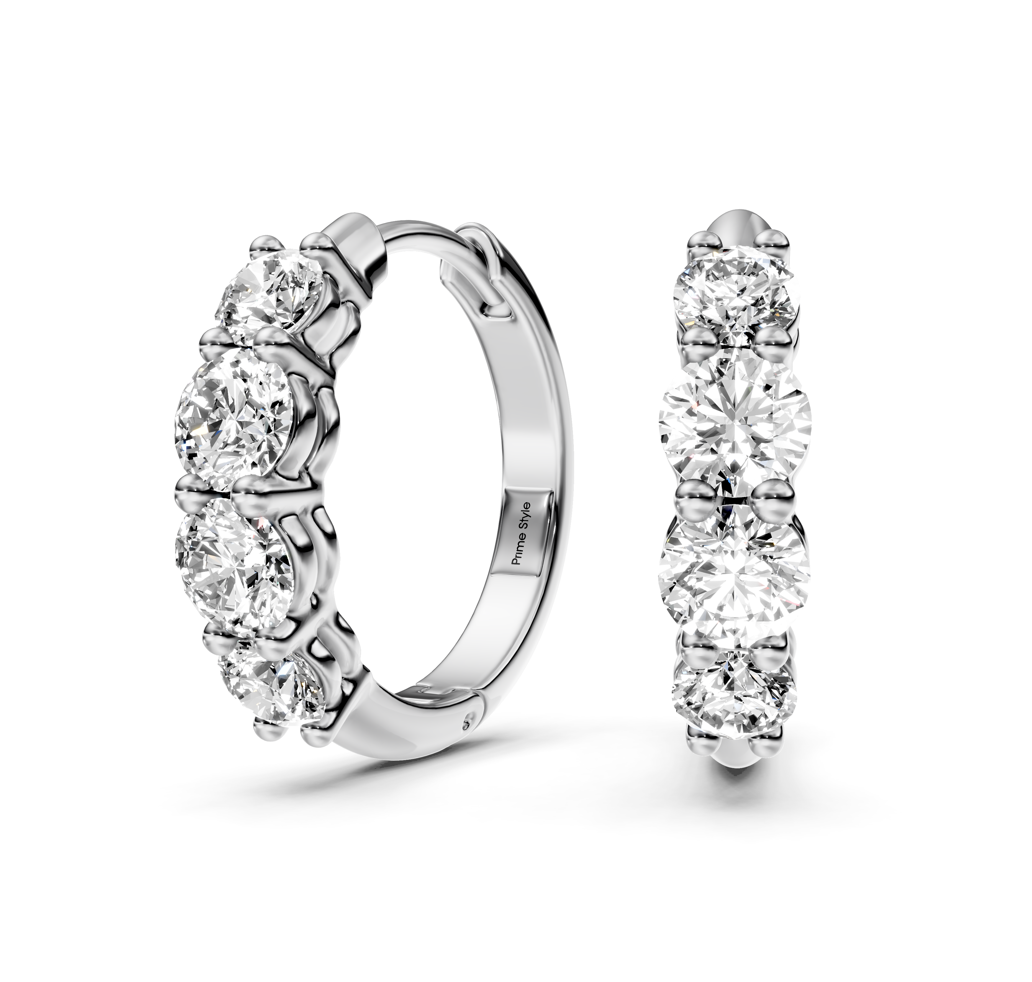 1.60 CT Round Cut Natural Diamonds - Hoop And Drop And Earrings