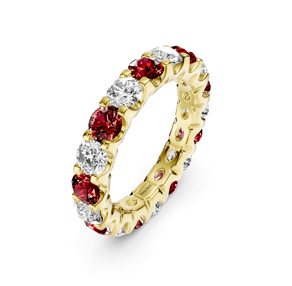 2.00 - 6.00 CT Round Cut Rubies and Diamonds - Eternity Rings - Primestyle.com