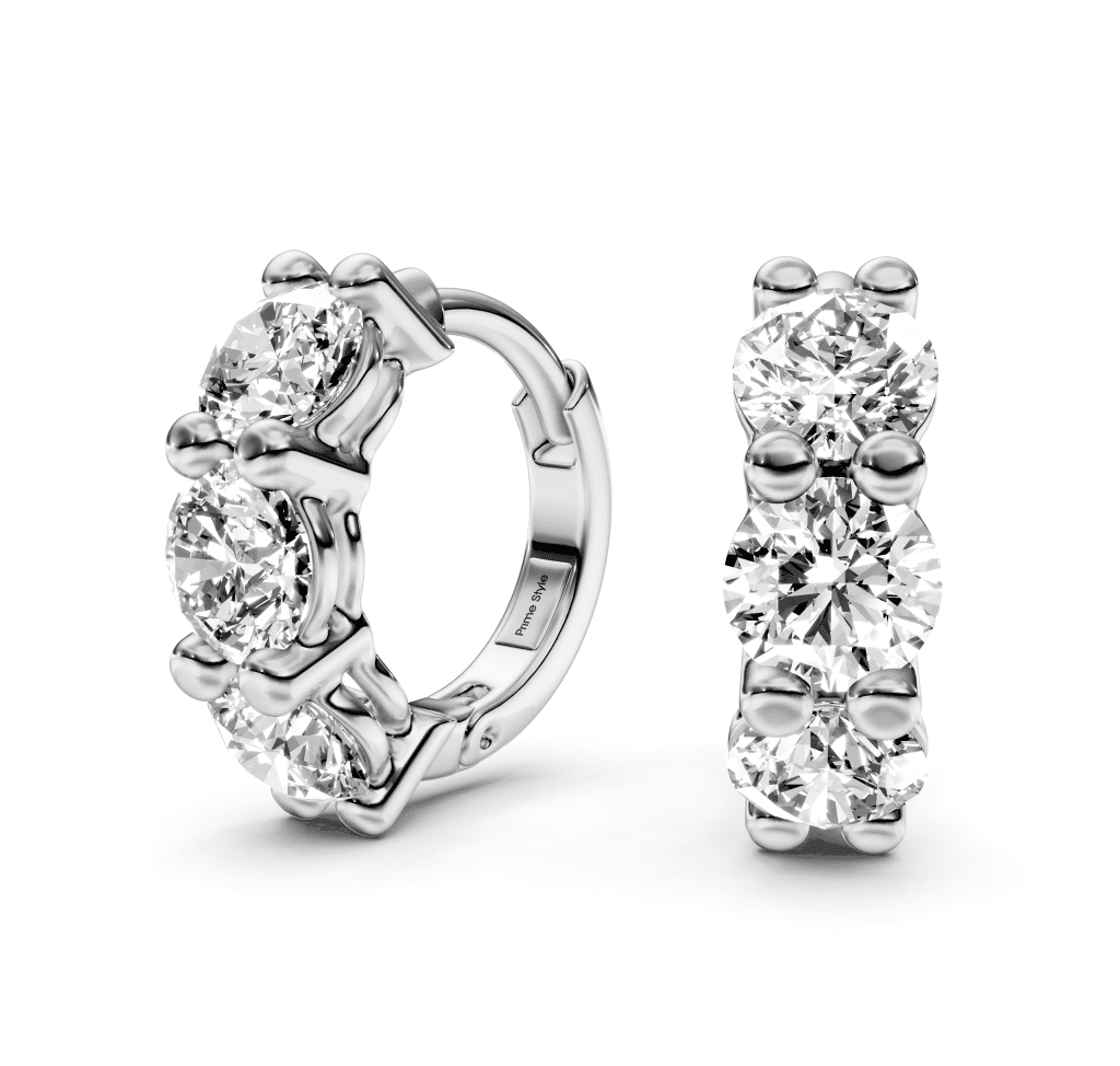 1.30 CT Round Cut Natural Diamonds - Hoop And Drop And Earrings - Primestyle.com