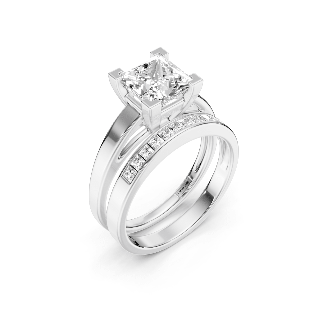 0.75-6.25 CT Princess Cut Lab Grown Diamonds - Bridal Set