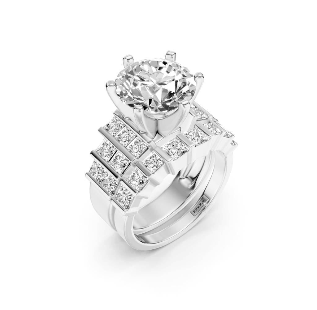 2.50-8.00 CT Princess & Round Cut Lab Grown Diamonds - Bridal Set - Primestyle.com