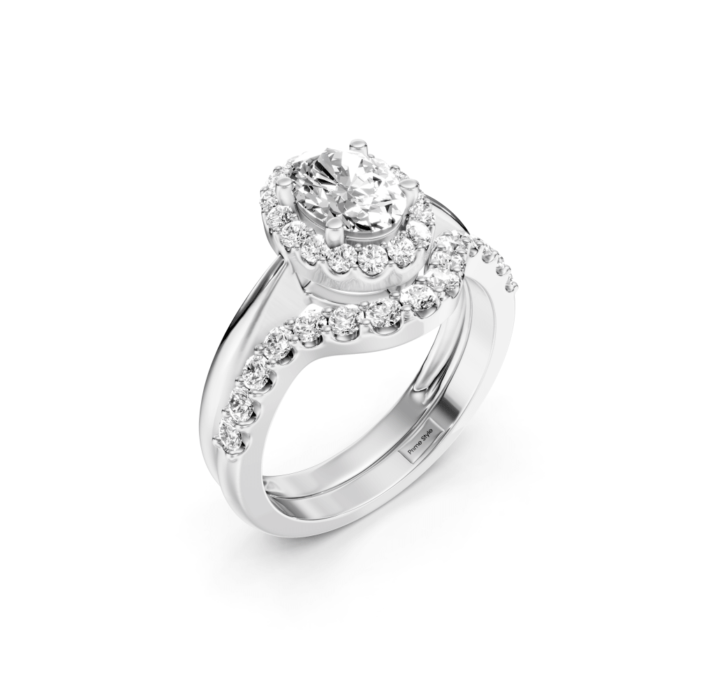 1.10-2.25 CT Oval & Round Cut Natural Diamonds - Bridal Set - Primestyle.com