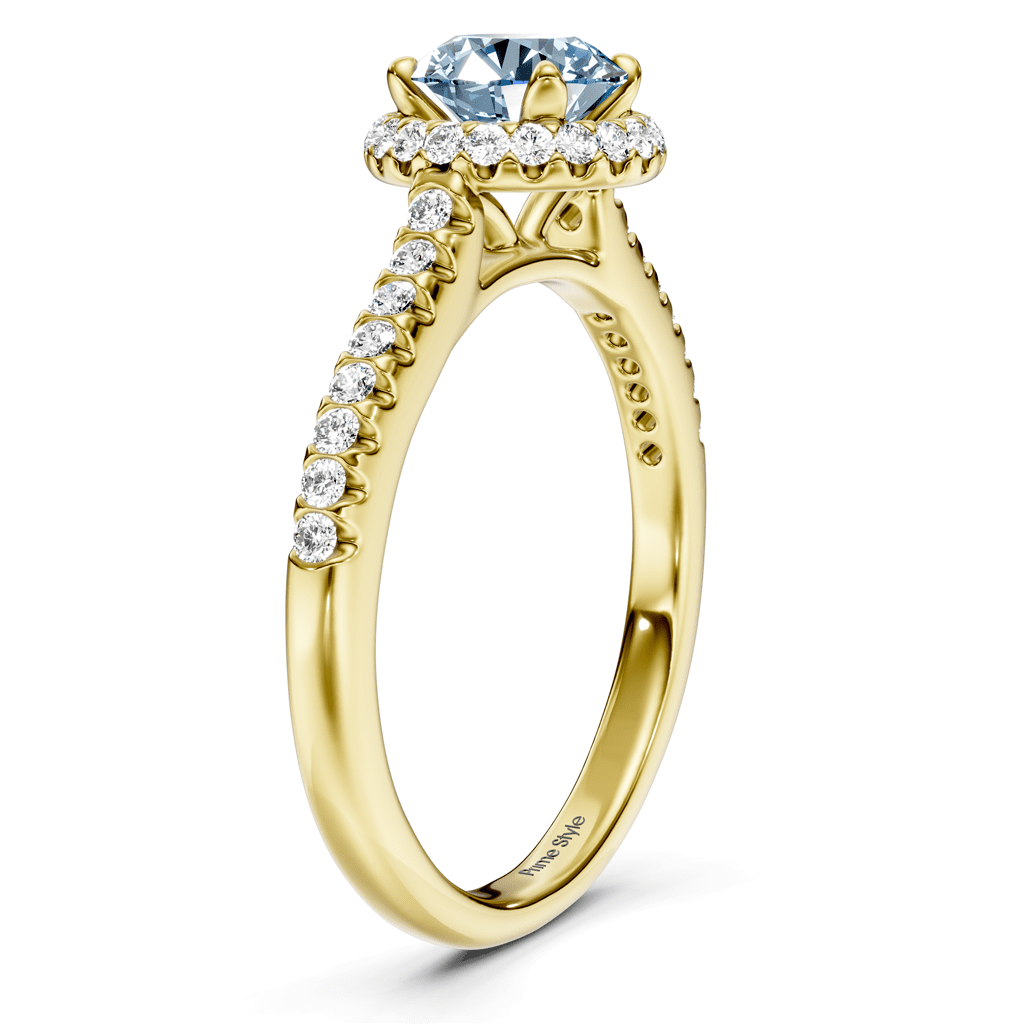 1.30-4.30 CT Round Cut Fancy Blue Diamonds - Engagement Ring