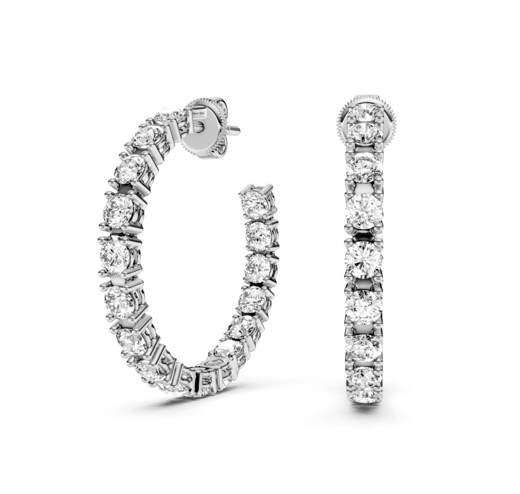 3.25 CT Round Cut Diamonds - Hoop And Drop And Earrings - Primestyle.com